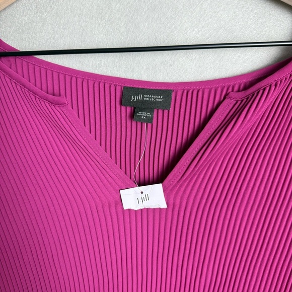 J. Jill Women’s Wearever Sunburst-Pleated Woven Top in Pink Boysenberry size 2X - Picture 10 of 10